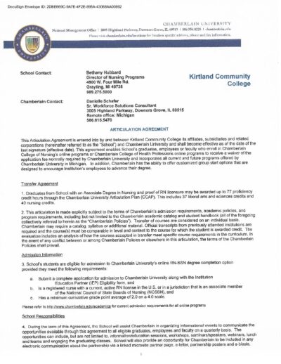 Chamberlain-University-website | Kirtland Community College