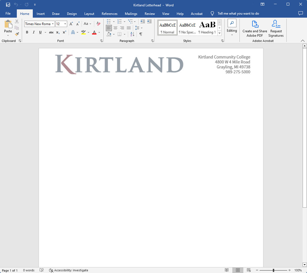 Kirtland Letterhead