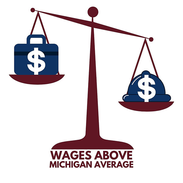 Wages Above Michigan Average